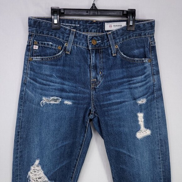 AG Adriano Goldschmied Jeans Women 25 Ex Boyfriend Slouchy Slim Distressed Denim - Picture 3 of 13